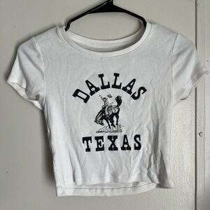 White Texas Dallas baby tee crop top